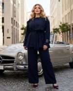 Modern Belted Classic Suit